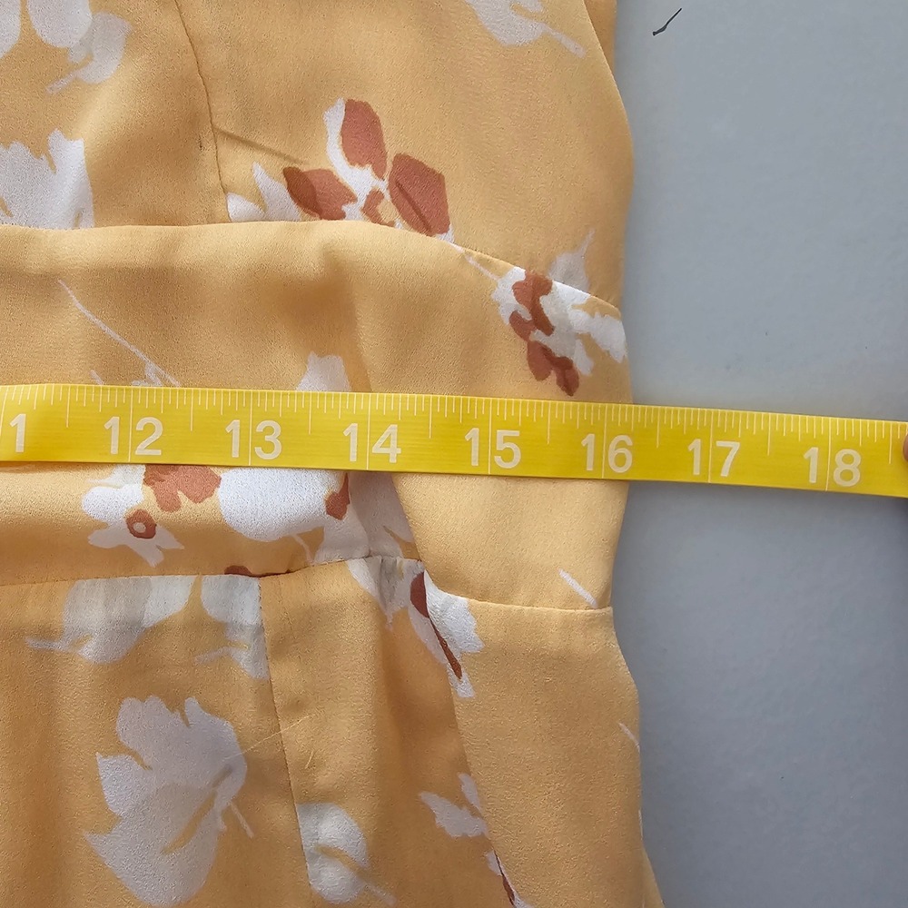 Abercrombie & Fitch Large Dress L Orange Floral Button Front Tie Strap Midi Boho - Picture 7 of 9